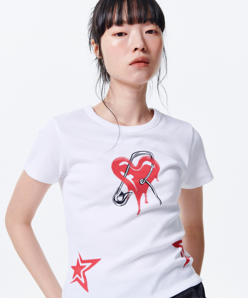 runningHIGH（ランニングハイ）の「メルティングハート H/S Tシャツ [ホワイト]（Tシャツ/カットソー・レディース・その他・FREE）」の3枚目の写真