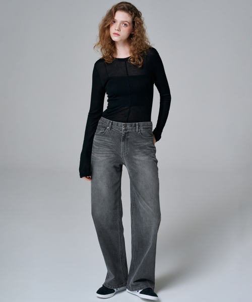 MALOUPE（マロップ）の「9114 ミッドライズルーズフィットデニム（グレー）（デニムパンツ・レディース・グレー・26/28/30）」の3枚目の写真