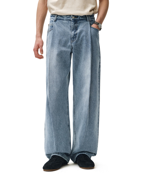 DECET(デケト)の「Deep Pleats Wide Jeans DCPT030LightBlue(デニムパンツ・レディース・その他・34/32/30/26/28)」の11枚目の写真