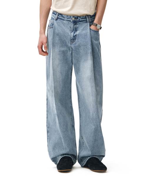 DECET(デケト)の「Deep Pleats Wide Jeans DCPT030LightBlue(デニムパンツ・レディース・その他・34/32/30/26/28)」の9枚目の写真