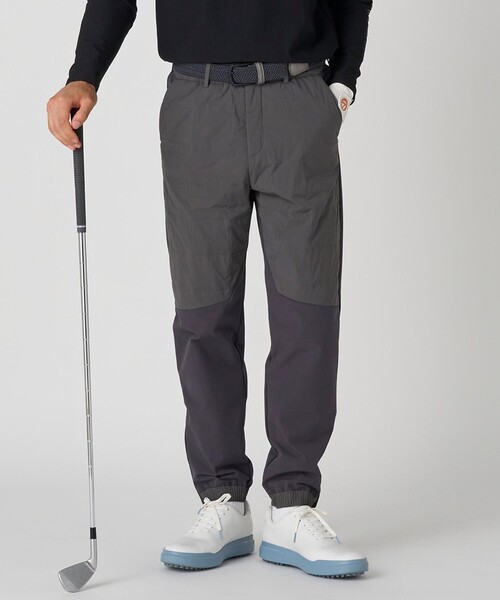 UNITED ARROWS GOLF（ユナイテッドアローズゴルフ）の「メンズ カルバック 裏地フリース 中わた入り ジョガーパンツ 撥水 ヨコストレッチ（その他パンツ・メンズ・ライトグレー/ブラック・XL/M/L）」の3枚目の写真