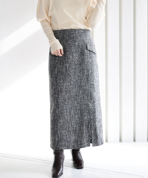 Ruwan yu（ルワンユー）の「フロントスリットロングストレートスカート【大きいサイズ対応】（スカート・レディース・ブラック・L/LL/3L/4L）」の4枚目の写真