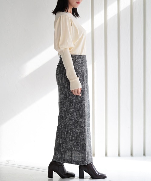 Ruwan yu（ルワンユー）の「フロントスリットロングストレートスカート【大きいサイズ対応】（スカート・レディース・ブラック・L/LL/3L/4L）」の5枚目の写真