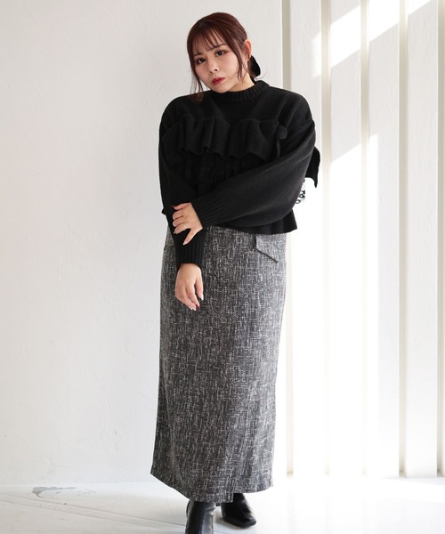 Ruwan yu（ルワンユー）の「フロントスリットロングストレートスカート【大きいサイズ対応】（スカート・レディース・ブラック・L/LL/3L/4L）」の6枚目の写真