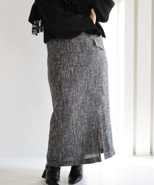 Ruwan yu（ルワンユー）の「フロントスリットロングストレートスカート【大きいサイズ対応】（スカート・レディース・ブラック・L/LL/3L/4L）」の7枚目の写真