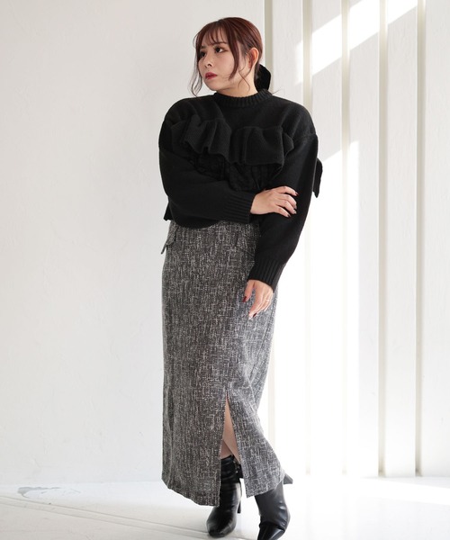 Ruwan yu（ルワンユー）の「フロントスリットロングストレートスカート【大きいサイズ対応】（スカート・レディース・ブラック・L/LL/3L/4L）」の8枚目の写真