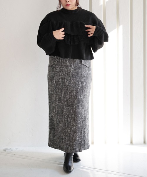 Ruwan yu（ルワンユー）の「フロントスリットロングストレートスカート【大きいサイズ対応】（スカート・レディース・ブラック・L/LL/3L/4L）」の18枚目の写真
