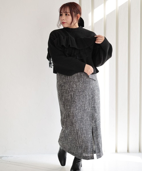Ruwan yu（ルワンユー）の「フロントスリットロングストレートスカート【大きいサイズ対応】（スカート・レディース・ブラック・L/LL/3L/4L）」の19枚目の写真