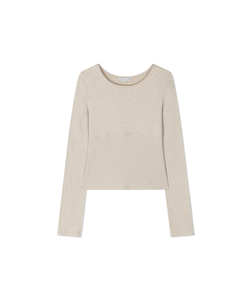 Yuje（ユジェ）の「BELLY TOP (6color, 2size)（Tシャツ/カットソー・レディース・チャコールグレー/ブラック/アイボリー/Beige/スカイブルー/ピンクベージュ・SMALL/MEDIUM）」の4枚目の写真