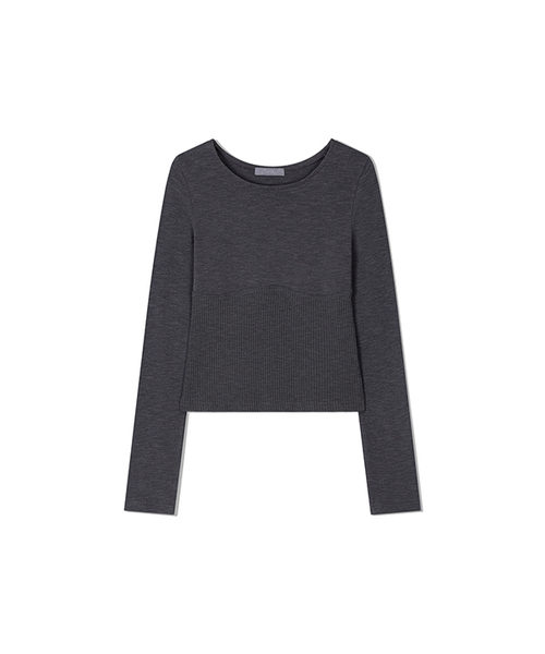 Yuje（ユジェ）の「BELLY TOP (6color, 2size)（Tシャツ/カットソー・レディース・チャコールグレー/ブラック/アイボリー/Beige/スカイブルー/ピンクベージュ・SMALL/MEDIUM）」の3枚目の写真
