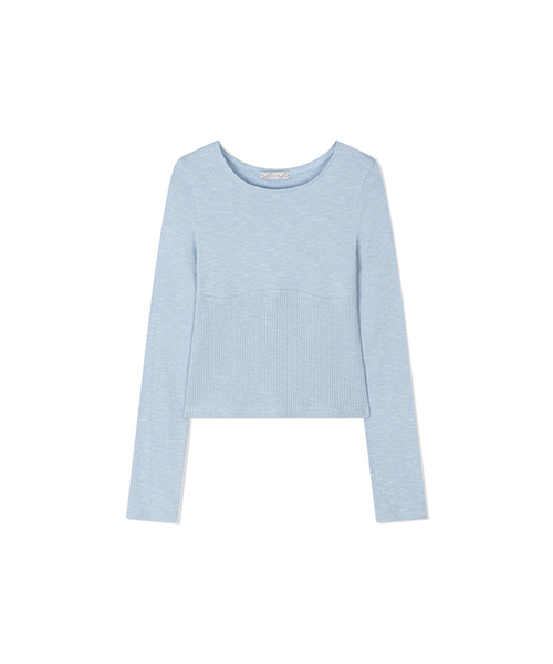 Yuje（ユジェ）の「BELLY TOP (6color, 2size)（Tシャツ/カットソー・レディース・チャコールグレー/ブラック/アイボリー/Beige/スカイブルー/ピンクベージュ・SMALL/MEDIUM）」の5枚目の写真