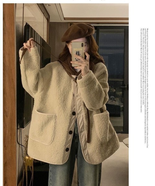 Ritzy(リッツィー)の「帽子切り替え フェイクムートンコート(ムートンコート・レディース・ベージュ/ブラウン/ブラック・M/L)」の18枚目の写真