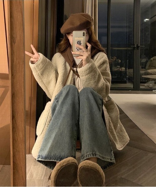 Ritzy(リッツィー)の「帽子切り替え フェイクムートンコート(ムートンコート・レディース・ベージュ/ブラウン/ブラック・M/L)」の21枚目の写真