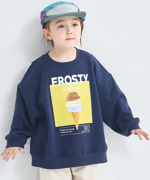 pairmanon(ペアマノン)の「【ぬくふわ】ユニセックス 裏起毛 フード フォトプリント トレーナー(スウェット・キッズ・アイボリー/ネイビー/ベージュ・150/140/130/120/110/100/90)」の1枚目の写真