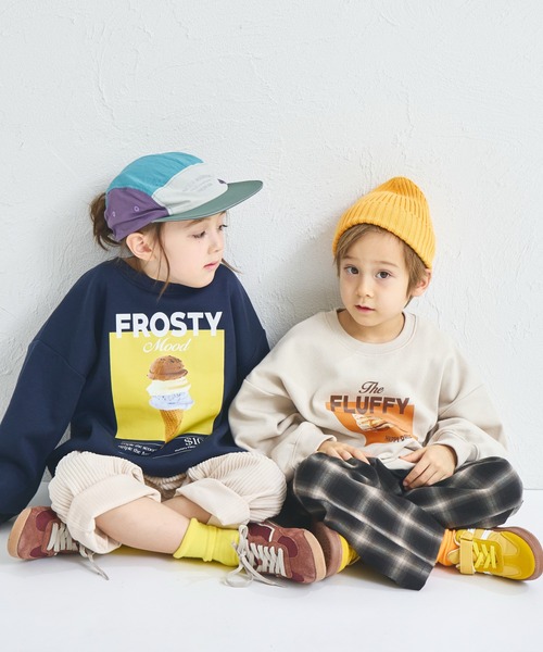 pairmanon(ペアマノン)の「【ぬくふわ】ユニセックス 裏起毛 フード フォトプリント トレーナー(スウェット・キッズ・アイボリー/ネイビー/ベージュ・150/140/130/120/110/100/90)」の14枚目の写真