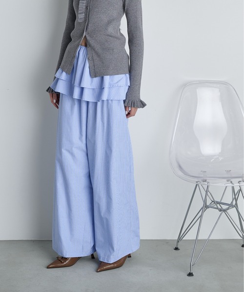 THE YOn(ザヨン)の「ラッフルベルトセットストライプイージーパンツ(その他パンツ・レディース・グレー/ウィート/サックスブルー・FREE)」の3枚目の写真