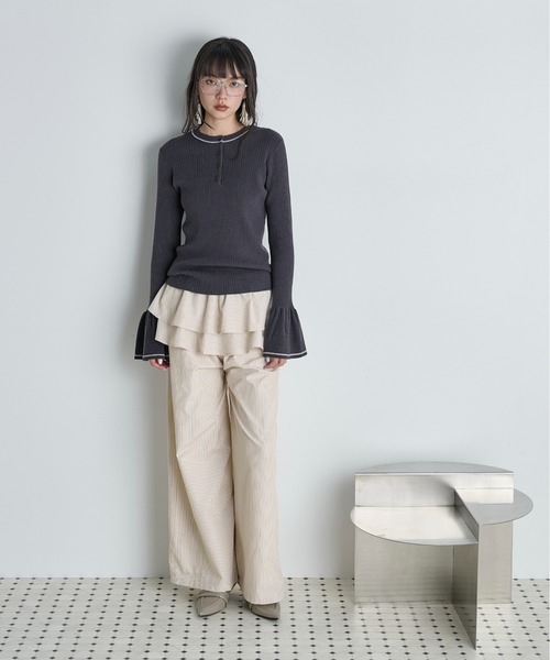 THE YOn(ザヨン)の「ラッフルベルトセットストライプイージーパンツ(その他パンツ・レディース・グレー/ウィート/サックスブルー・FREE)」の22枚目の写真