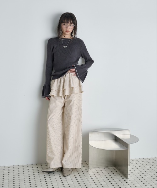 THE YOn(ザヨン)の「ラッフルベルトセットストライプイージーパンツ(その他パンツ・レディース・グレー/ウィート/サックスブルー・FREE)」の21枚目の写真