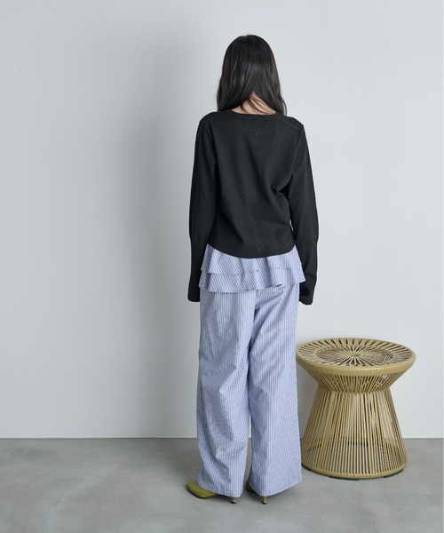 THE YOn(ザヨン)の「ラッフルベルトセットストライプイージーパンツ(その他パンツ・レディース・グレー/ウィート/サックスブルー・FREE)」の12枚目の写真