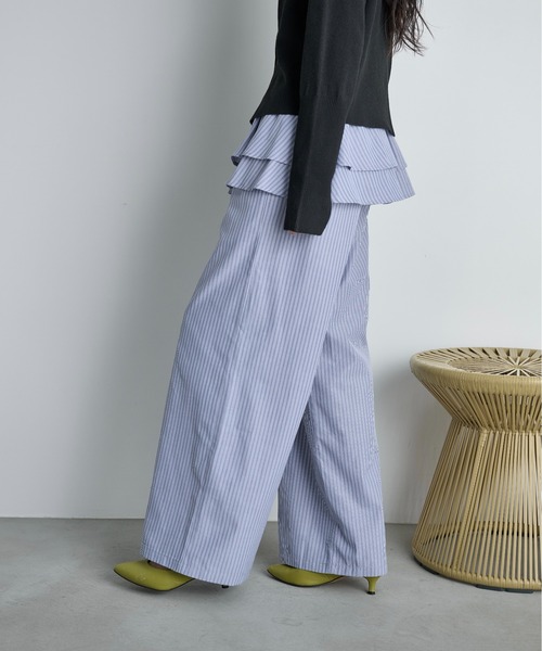 THE YOn(ザヨン)の「ラッフルベルトセットストライプイージーパンツ(その他パンツ・レディース・グレー/ウィート/サックスブルー・FREE)」の7枚目の写真