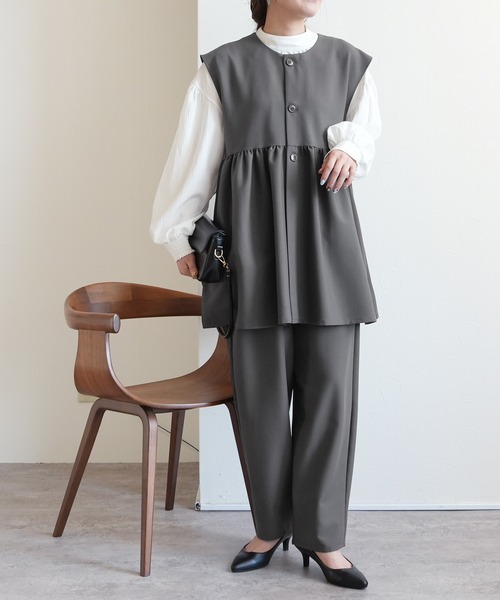 reca（レカ）の「ペプラムベスト×カーブパンツ2点セット（スーツセット・レディース・グレー/ブラック・L/M）」の11枚目の写真