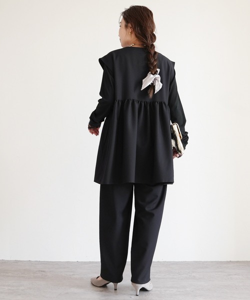 reca（レカ）の「ペプラムベスト×カーブパンツ2点セット（スーツセット・レディース・グレー/ブラック・L/M）」の9枚目の写真