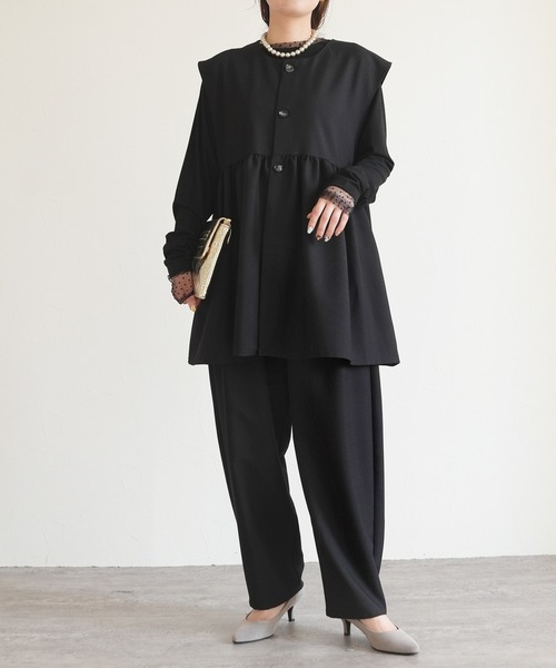 reca（レカ）の「ペプラムベスト×カーブパンツ2点セット（スーツセット・レディース・グレー/ブラック・L/M）」の7枚目の写真