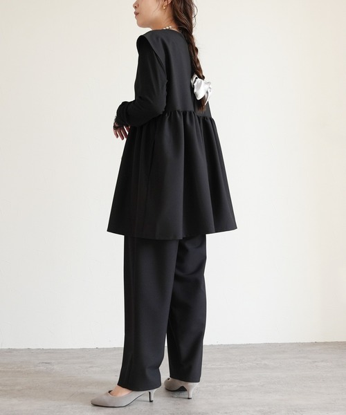 reca（レカ）の「ペプラムベスト×カーブパンツ2点セット（スーツセット・レディース・グレー/ブラック・L/M）」の6枚目の写真