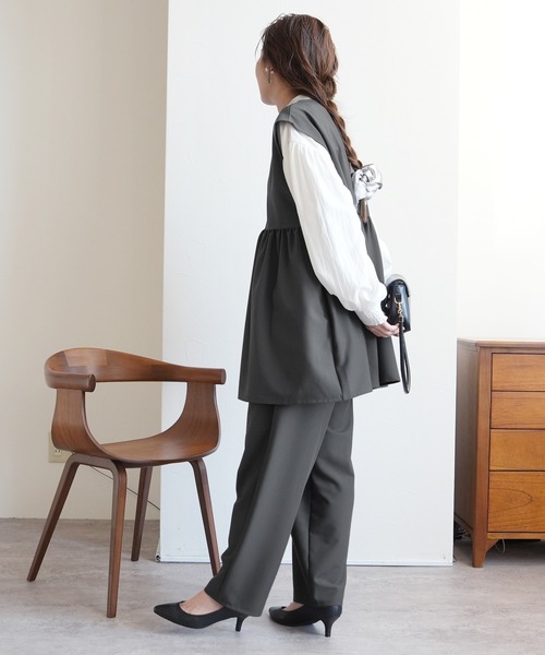 reca（レカ）の「ペプラムベスト×カーブパンツ2点セット（スーツセット・レディース・グレー/ブラック・L/M）」の13枚目の写真