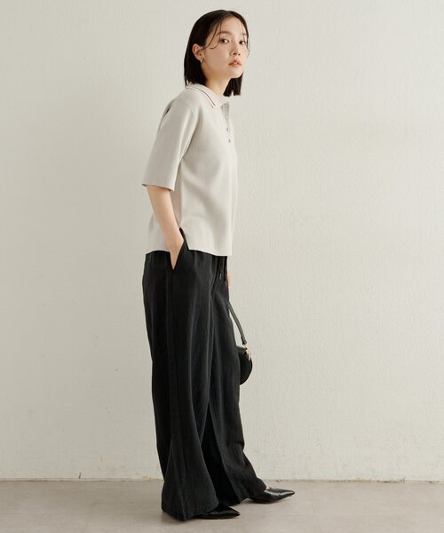 Omekashi（オメカシ）の「バイカラーポロニット（ニット/セーター・レディース・グレー/オフホワイト/ブラック・FREE）」の18枚目の写真