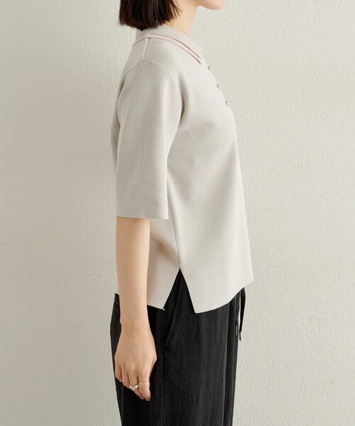 Omekashi（オメカシ）の「バイカラーポロニット（ニット/セーター・レディース・グレー/オフホワイト/ブラック・FREE）」の21枚目の写真