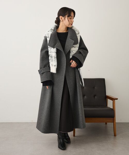 CRAFT STANDARD BOUTIQUE（クラフトスタンダードブティック）の「メルトンロングコート（その他アウター・レディース・キャメル/杢グレー・FREE）」の8枚目の写真