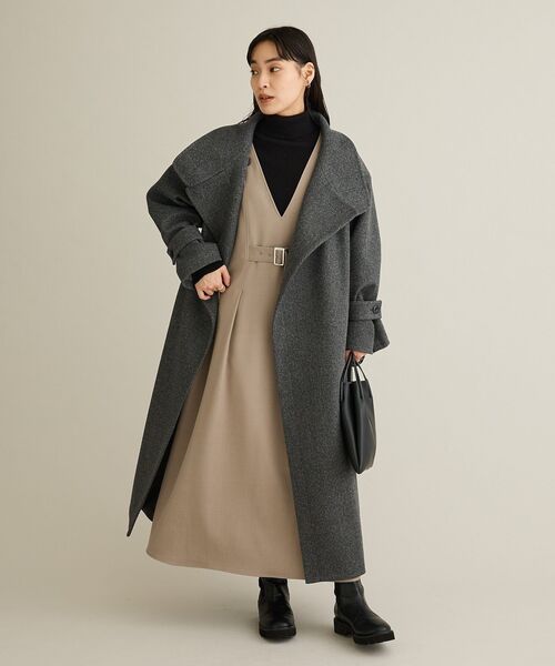 CRAFT STANDARD BOUTIQUE（クラフトスタンダードブティック）の「メルトンロングコート（その他アウター・レディース・キャメル/杢グレー・FREE）」の13枚目の写真