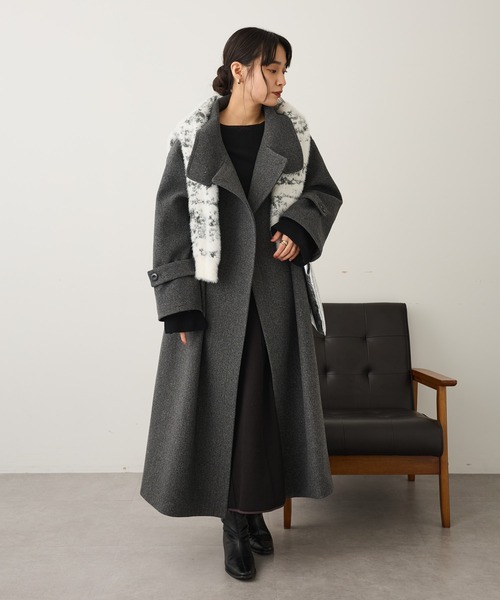 CRAFT STANDARD BOUTIQUE（クラフトスタンダードブティック）の「メルトンロングコート（その他アウター・レディース・キャメル/杢グレー・FREE）」の2枚目の写真