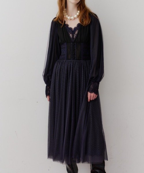 J1U by LA BELLE ETUDE（ジユウバイラベルエチュード）の「GRIMM Ⅱ（ワンピース・レディース・ライトベージュ/ネイビー/ライトグリーン・FREE）」の3枚目の写真