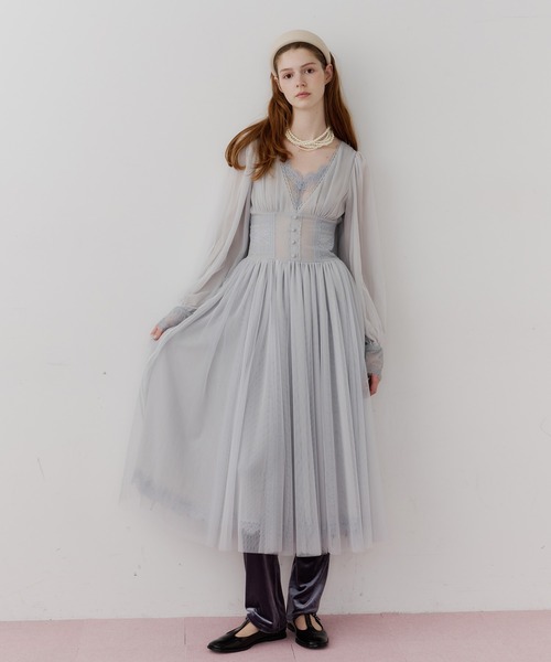 J1U by LA BELLE ETUDE（ジユウバイラベルエチュード）の「GRIMM Ⅱ（ワンピース・レディース・ライトベージュ/ネイビー/ライトグリーン・FREE）」の2枚目の写真