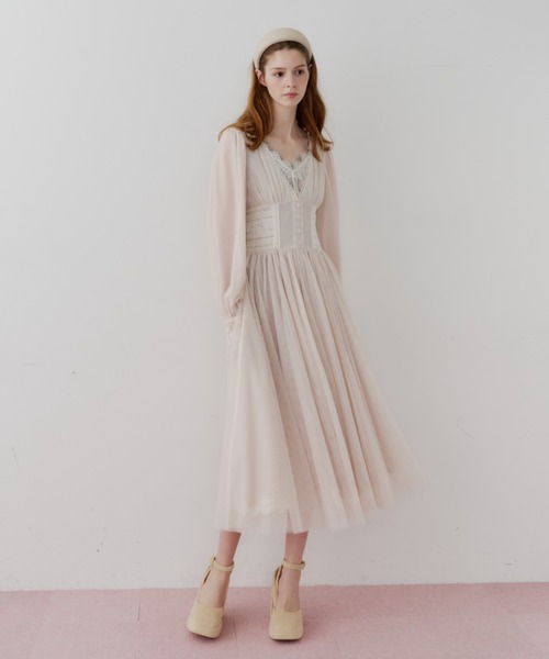 J1U by LA BELLE ETUDE（ジユウバイラベルエチュード）の「GRIMM Ⅱ（ワンピース・レディース・ライトベージュ/ネイビー/ライトグリーン・FREE）」の7枚目の写真