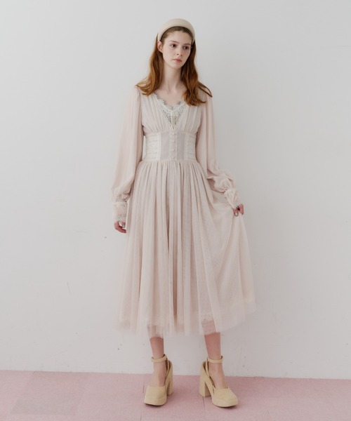 J1U by LA BELLE ETUDE（ジユウバイラベルエチュード）の「GRIMM Ⅱ（ワンピース・レディース・ライトベージュ/ネイビー/ライトグリーン・FREE）」の5枚目の写真