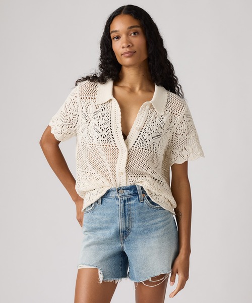 Levi's(リーバイス)の「Levi's/リーバイス スザンナ フローラル クロシェ シャツ(ニット/セーター・レディース・ホワイト・XS/S/M)」の1枚目の写真