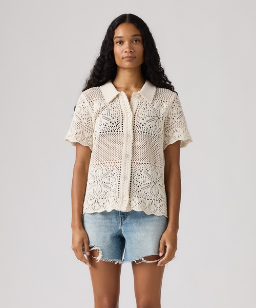 Levi's(リーバイス)の「Levi's/リーバイス スザンナ フローラル クロシェ シャツ(ニット/セーター・レディース・ホワイト・XS/S/M)」の6枚目の写真