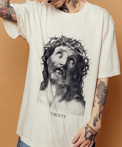 Subciety(サブサエティ)の「Jesus tee(Tシャツ/カットソー・メンズ・ホワイト/グリーン/ブラック・SMALL/MEDIUM/LARGE/X-LARGE)」の2枚目の写真