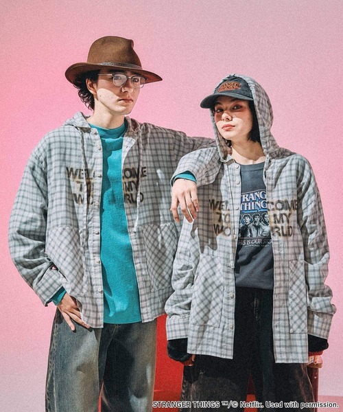 niko and...（ニコアンド）の「【STRANGER THINGS】コラボ チェックフードシャツ（シャツ/ブラウス・レディース・アイボリー/ブルー・FREE）」の10枚目の写真