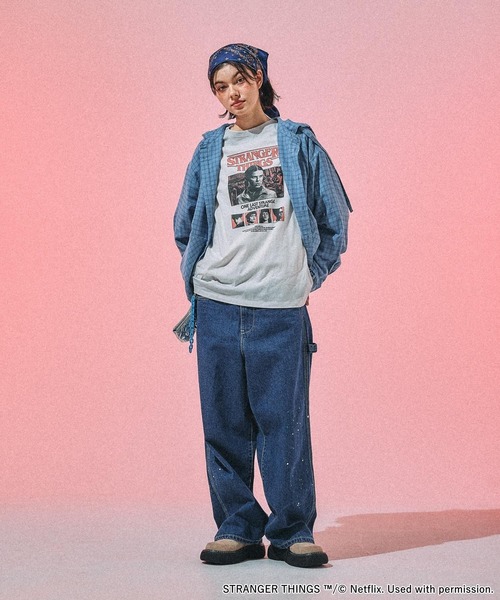 niko and...（ニコアンド）の「【STRANGER THINGS】コラボ チェックフードシャツ（シャツ/ブラウス・レディース・アイボリー/ブルー・FREE）」の13枚目の写真