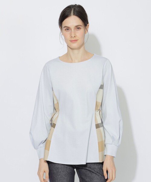 Burberry ブルーレーベルクレストブリッジ カットソーサイドチェック 38 サイドチェック切替プルオーバー（Tシャツ/カットソー）｜CB