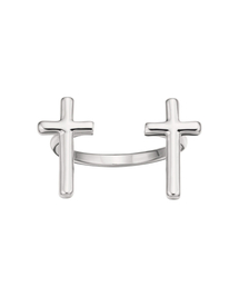 Silver cross open ring