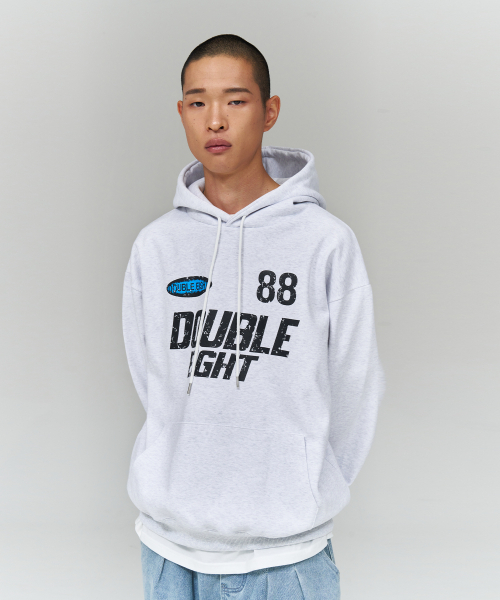 DOUBLE EIGHT（ダブルエイト）の「88 クラックフード（ホワイトメランジェ）（パーカー・メンズ・ホワイト・FREE）」の2枚目の写真