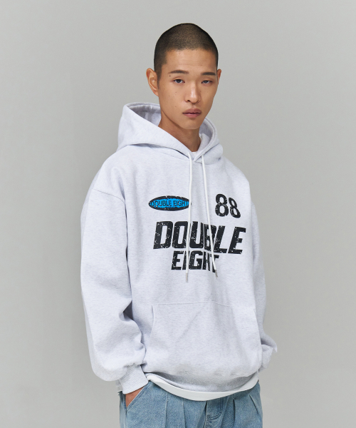 DOUBLE EIGHT（ダブルエイト）の「88 クラックフード（ホワイトメランジェ）（パーカー・メンズ・ホワイト・FREE）」の3枚目の写真