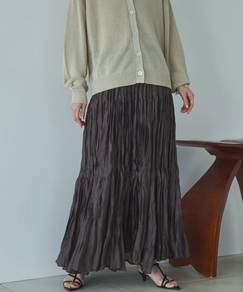 Doux archives（ドゥアルシーヴ）の「ワッシャーシアーティアードスカート（スカート・レディース・ダークブラウン/キャメル/アイボリー・FREE）」の2枚目の写真