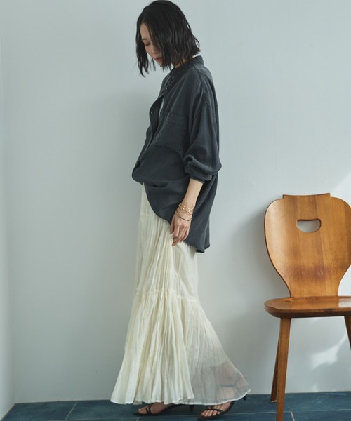 Doux archives（ドゥアルシーヴ）の「ワッシャーシアーティアードスカート（スカート・レディース・ダークブラウン/キャメル/アイボリー・FREE）」の8枚目の写真