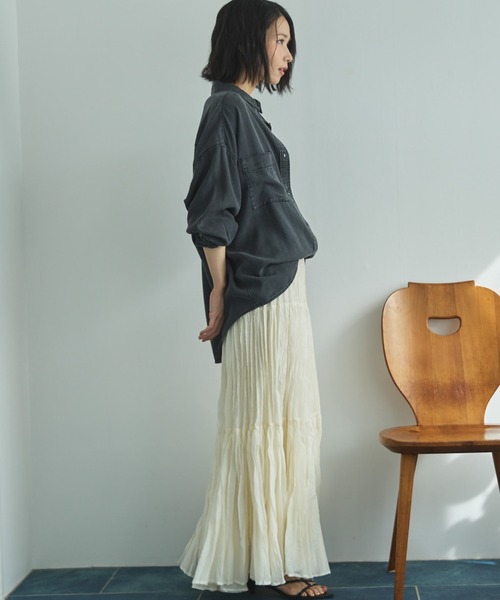 Doux archives（ドゥアルシーヴ）の「ワッシャーシアーティアードスカート（スカート・レディース・ダークブラウン/キャメル/アイボリー・FREE）」の12枚目の写真